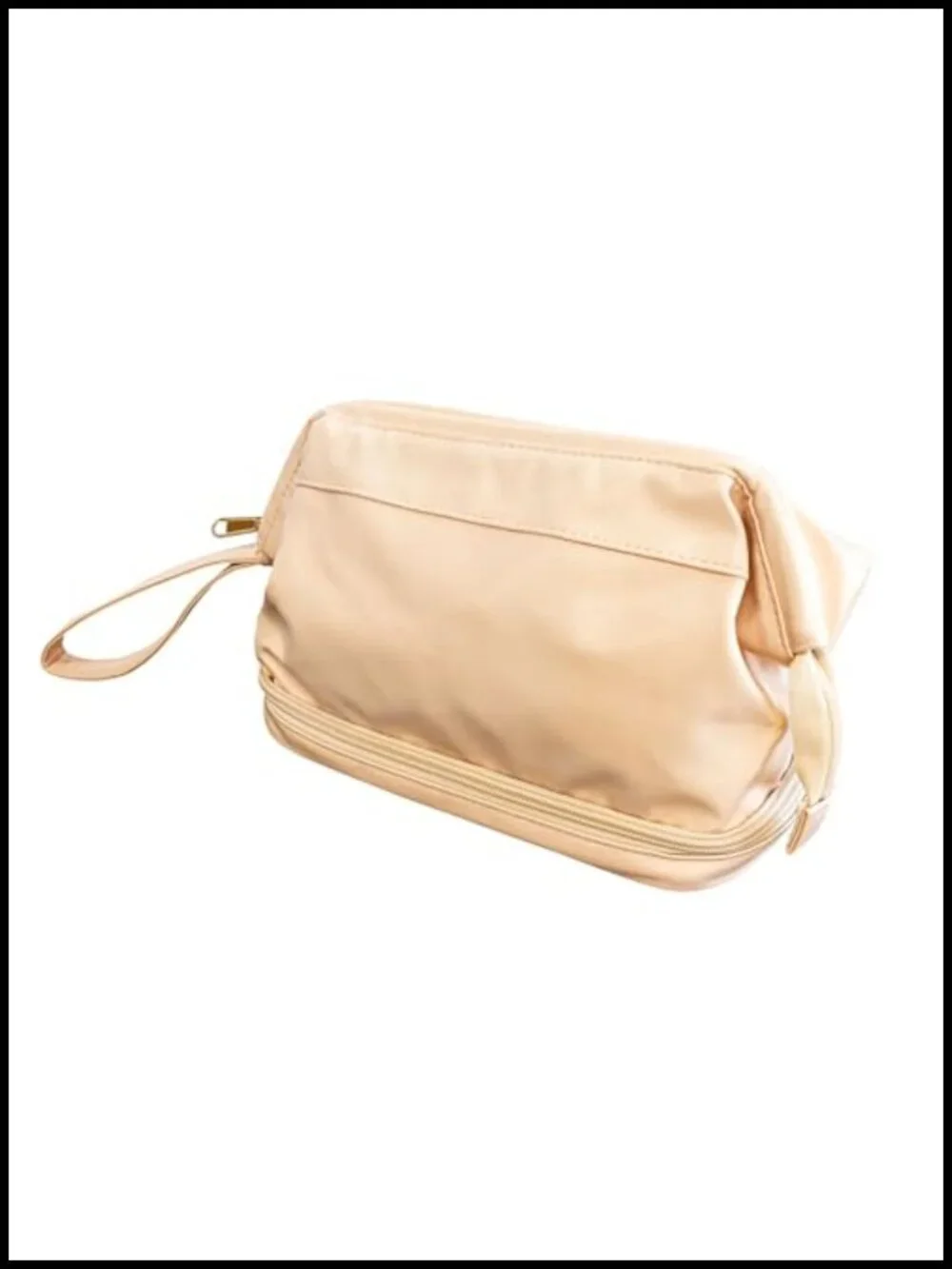 Luxe Double Layer Spacious Waterproof Cosmetic Travel Bag PU Leather with Handle